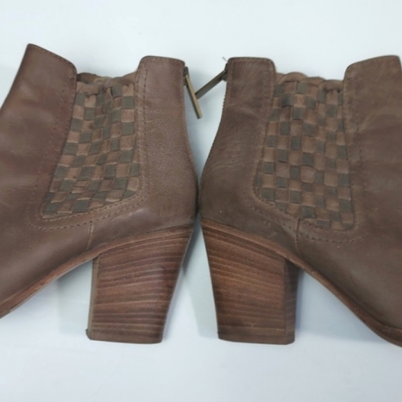 Aquatalia Women Frannie Basket Weave Leather Ankle Booties Brown Tan Size 8 - Picture 11 of 16